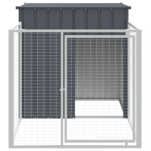 Dog House with Run Anthracite 110x201x110cm Galvanised Steel - Image 3