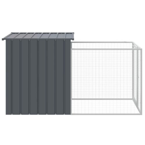 Dog House with Run Anthracite 110x201x110cm Galvanised Steel - Image 4