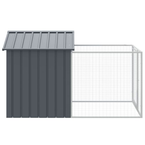 Dog House with Run Anthracite 117x201x123cm Galvanised Steel - Image 4