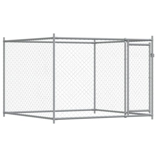 Dog Cage with Door Grey 2x2x1.5m Galvanised Steel