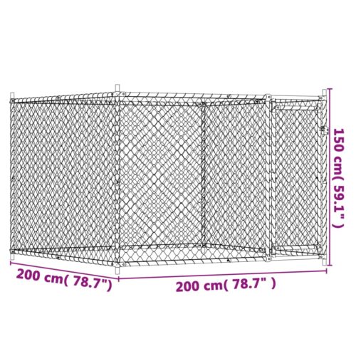 Dog Cage with Door Grey 2x2x1.5m Galvanised Steel - Image 8