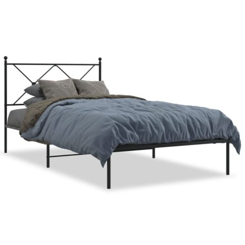 Metal Bed Frame with Headboard Black 107x203cm King Single - Image 2