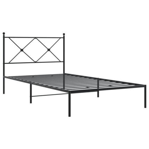 Metal Bed Frame with Headboard Black 107x203cm King Single - Image 3