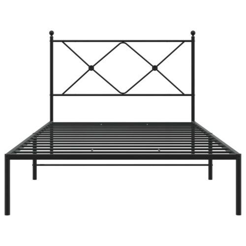 Metal Bed Frame with Headboard Black 107x203cm King Single - Image 4