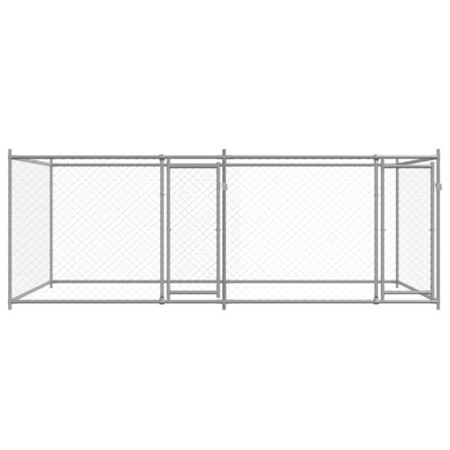 Dog Cage with Doors Grey 4x2x1.5m Galvanised Steel - Image 4