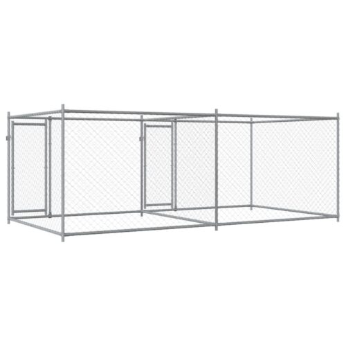 Dog Cage with Doors Grey 4x2x1.5m Galvanised Steel - Image 6