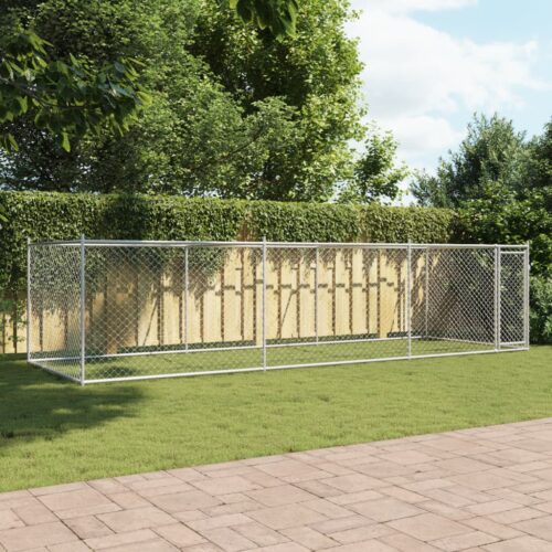 Dog Cage with Door Grey 6x2x1.5m Galvanised Steel - Image 3