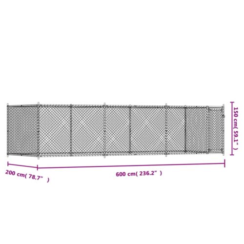 Dog Cage with Door Grey 6x2x1.5m Galvanised Steel - Image 9