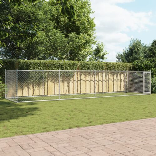 Dog Cage with Door Grey 8x2x1.5m Galvanised Steel - Image 3