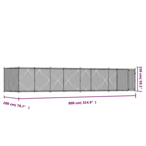 Dog Cage with Door Grey 8x2x1.5m Galvanised Steel - Image 9