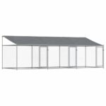 Dog Cage with Roof Doors Grey 6x2x2m Galvanised Steel