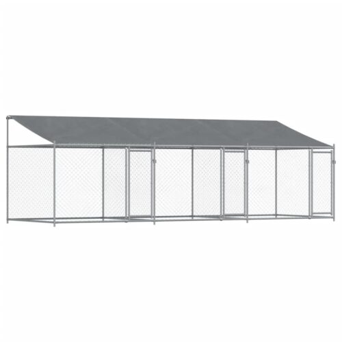 Dog Cage with Roof Doors Grey 6x2x2m Galvanised Steel