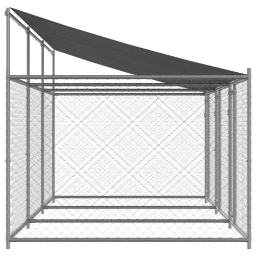 Dog Cage with Roof Doors Grey 6x2x2m Galvanised Steel - Image 4