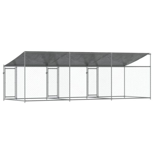 Dog Cage with Roof Doors Grey 6x2x2m Galvanised Steel - Image 5
