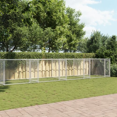Dog Cage with Doors Grey 10x2x1.5m Galvanised Steel - Image 3