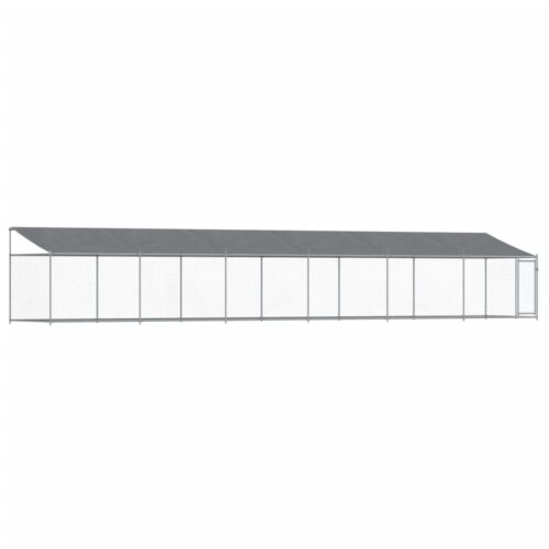 Dog Cage with Roof Door Grey 12x2x2m Galvanised Steel
