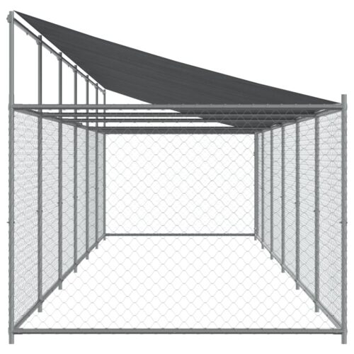 Dog Cage with Roof Door Grey 12x2x2m Galvanised Steel - Image 4