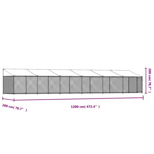 Dog Cage with Roof Door Grey 12x2x2m Galvanised Steel - Image 8