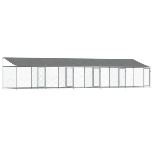 Dog Cage with Roof Doors Grey 10x2x2m Galvanised Steel