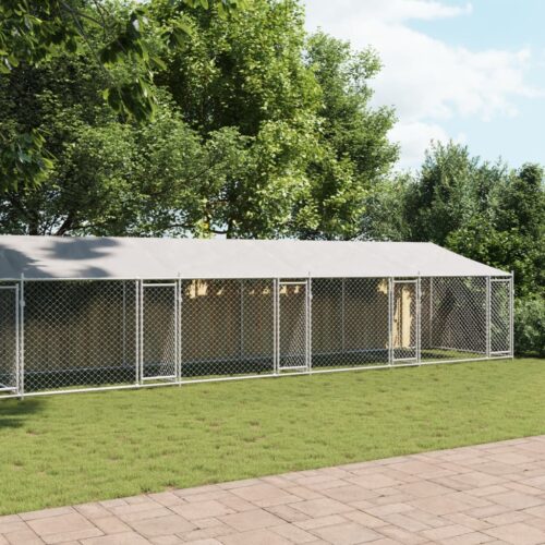 Dog Cage with Roof Doors Grey 10x2x2m Galvanised Steel - Image 9