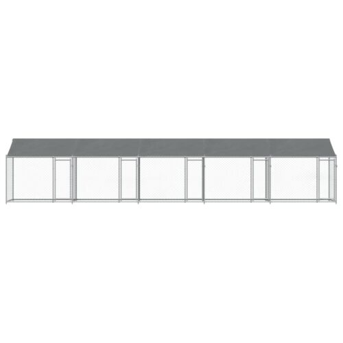 Dog Cage with Roof Doors Grey 10x2x2m Galvanised Steel - Image 3