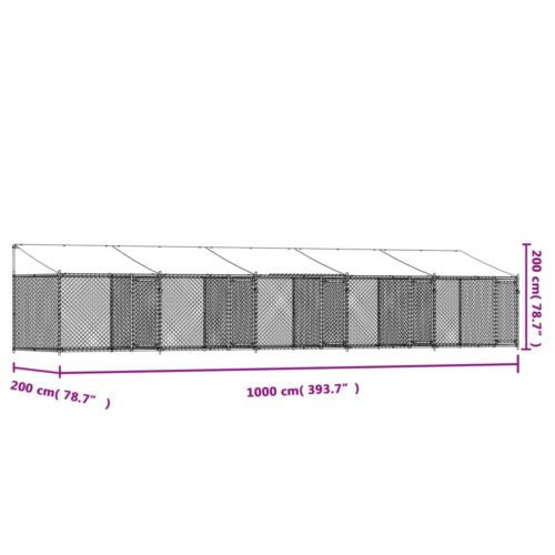Dog Cage with Roof Doors Grey 10x2x2m Galvanised Steel - Image 8