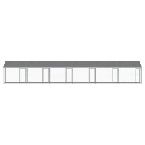 Dog Cage with Roof Doors Grey 12x2x2m Galvanised Steel - Image 3