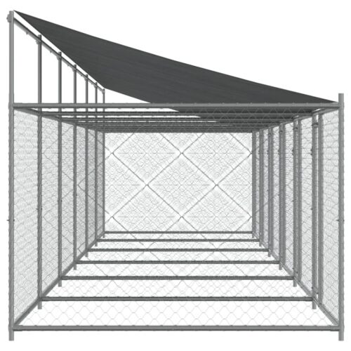 Dog Cage with Roof Doors Grey 12x2x2m Galvanised Steel - Image 4