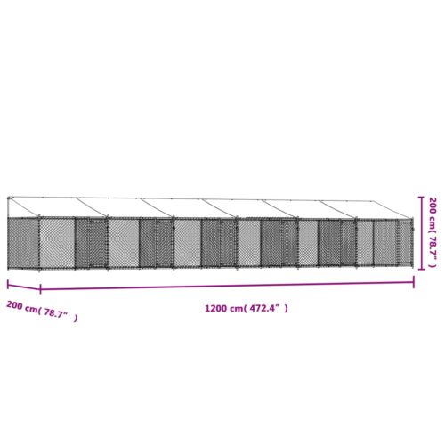 Dog Cage with Roof Doors Grey 12x2x2m Galvanised Steel - Image 8