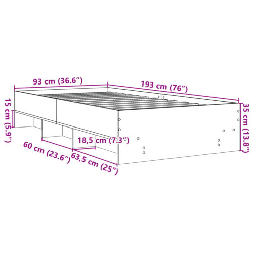Bed Frame Sonoma Oak 90x190cm Engineered Wood - Image 10