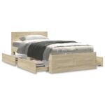 Bed Frame with Headboard Sonoma Oak 90x190cm