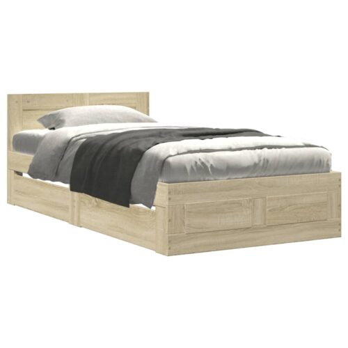 Bed Frame with Headboard Sonoma Oak 90x190cm - Image 2