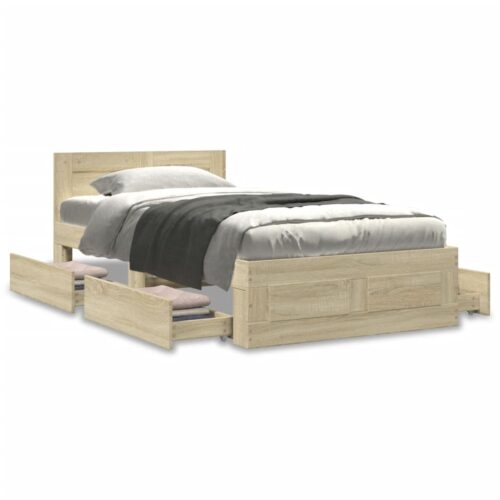 Bed Frame with Headboard Sonoma Oak 90x190cm - Image 4