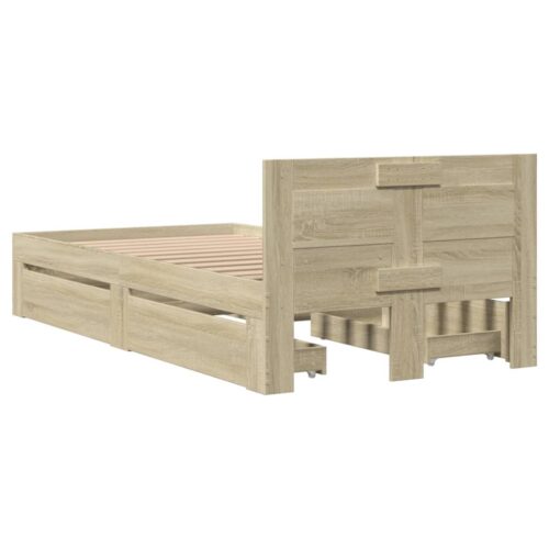 Bed Frame with Headboard Sonoma Oak 90x190cm - Image 7