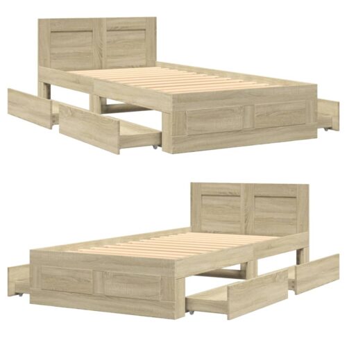 Bed Frame with Headboard Sonoma Oak 90x190cm - Image 8