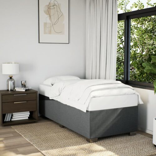 Bed Frame Dark Grey 90x190cm Fabric - Image 2