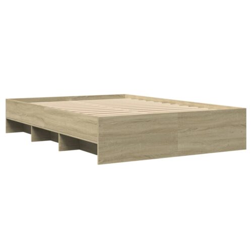 Bed Frame Sonoma Oak 135x190cm Engineered Wood - Image 7