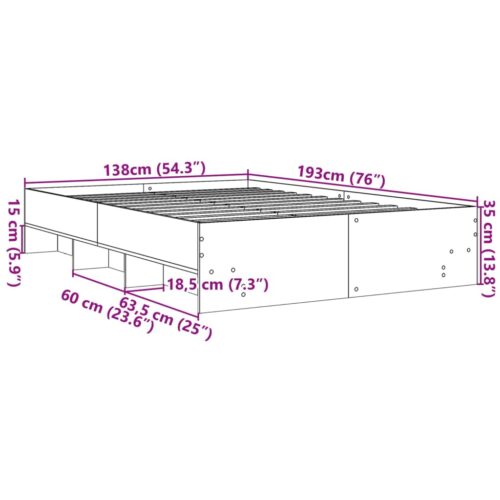 Bed Frame Sonoma Oak 135x190cm Engineered Wood - Image 10