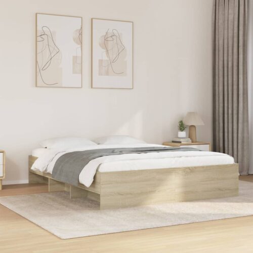 Bed Frame Sonoma Oak 150x200cm Engineered Wood - Image 3