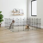 44-Panel Pet Cage with Door Black 35x35cm Steel