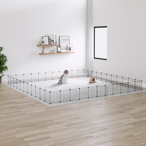 44-Panel Pet Cage with Door Black 35x35cm Steel