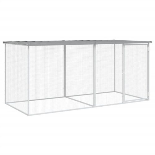 Chicken Cage with Roof Light Grey 203x98x90cm Galvanised Steel