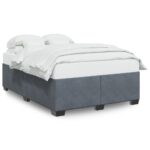 Bed Frame Dark Grey Queen Velvet