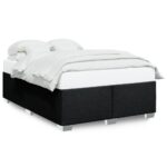 Bed Frame Black Double Fabric