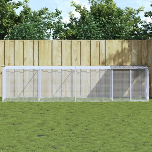 Chicken Cage with Roof Light Grey 403x98x90cm Galvanised Steel - Image 10