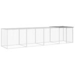 Chicken Cage with Roof Light Grey 403x98x90cm Galvanised Steel