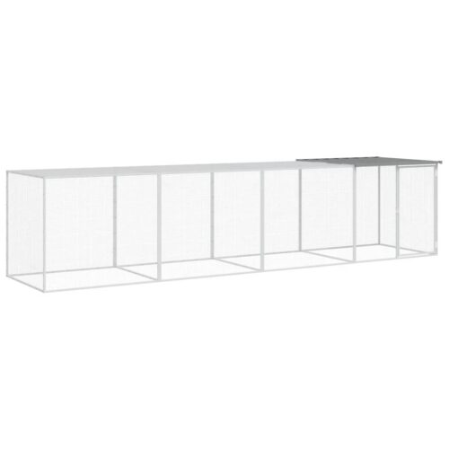 Chicken Cage with Roof Light Grey 403x98x90cm Galvanised Steel