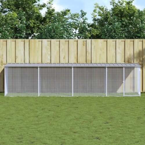 Chicken Cage with Roof Light Grey 403x98x90cm Galvanised Steel - Image 2