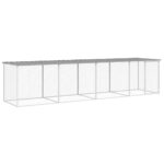 Chicken Cage with Roof Light Grey 403x98x90cm Galvanised Steel