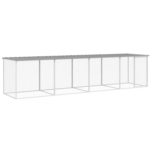 Chicken Cage with Roof Light Grey 403x98x90cm Galvanised Steel
